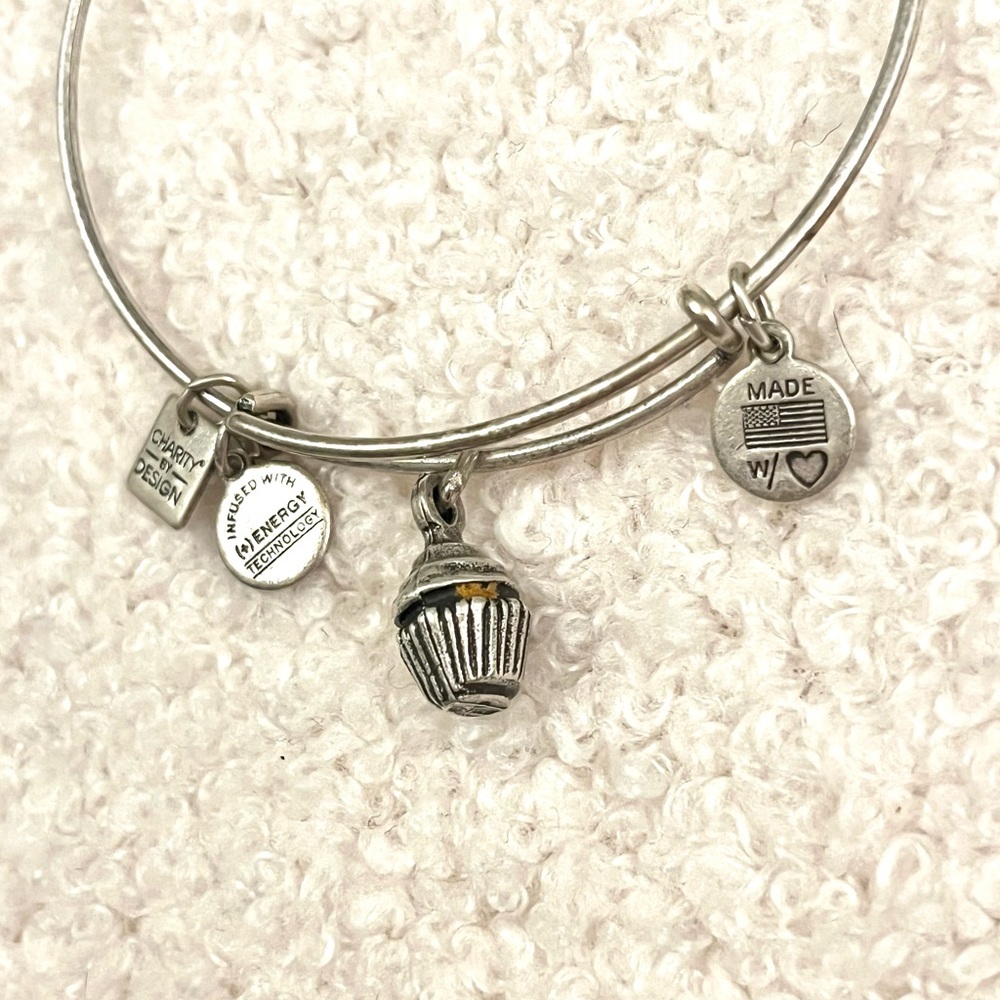 alex & ani • silver cupcake charm bracelet